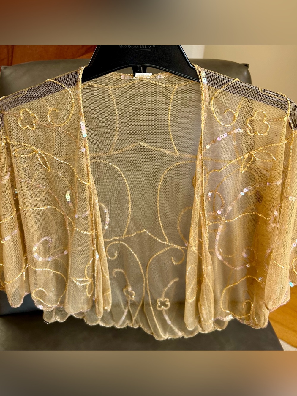 1920s style beaded sequin evening cape bolero flapper shawl. Made in India - Picture 2 of 10